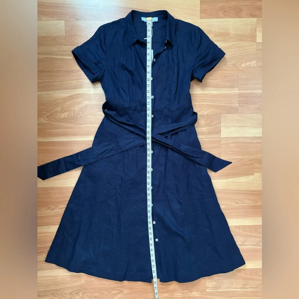 Tuckernuck Hill House Navy 100% Linen Lily Shirt Dress Size XS Nautical Coastal - Picture 9 of 16